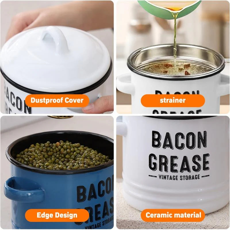OilPot Bacon Grease Container with Strainer