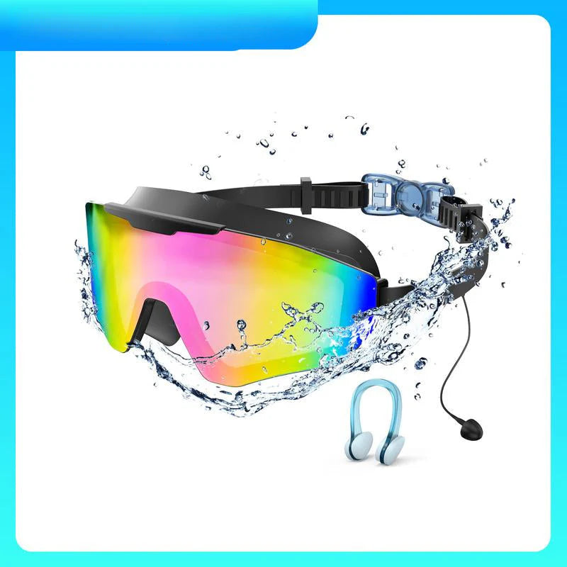 Panoramic Anti-Fog Swim Goggles with Earplugs & Nose Clip